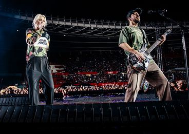 Linkin Park bei ihrem furiosen Konzert am 9. Juni im Happel-Stadion. Bild: Cherie Hansson 