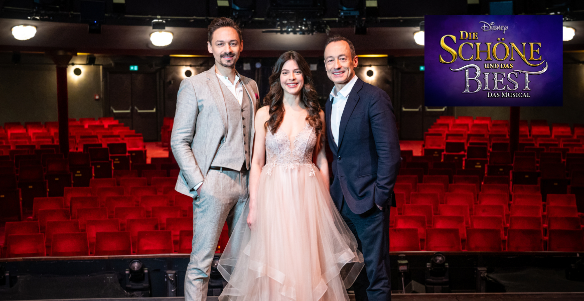Marlene Jubelius (Belle) und Dominik Hees (Das Biest) mit Christian Struppeck (VBW) © Stefanie Steindl